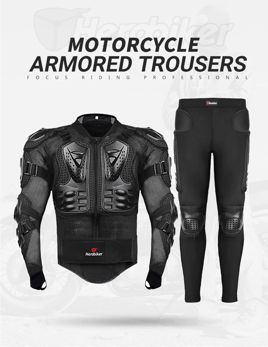 5XL Men's Motorcycle Jacket – Full Body Armor Protection for Motocross, Enduro Racing, Moto Gear & Protective Clothing