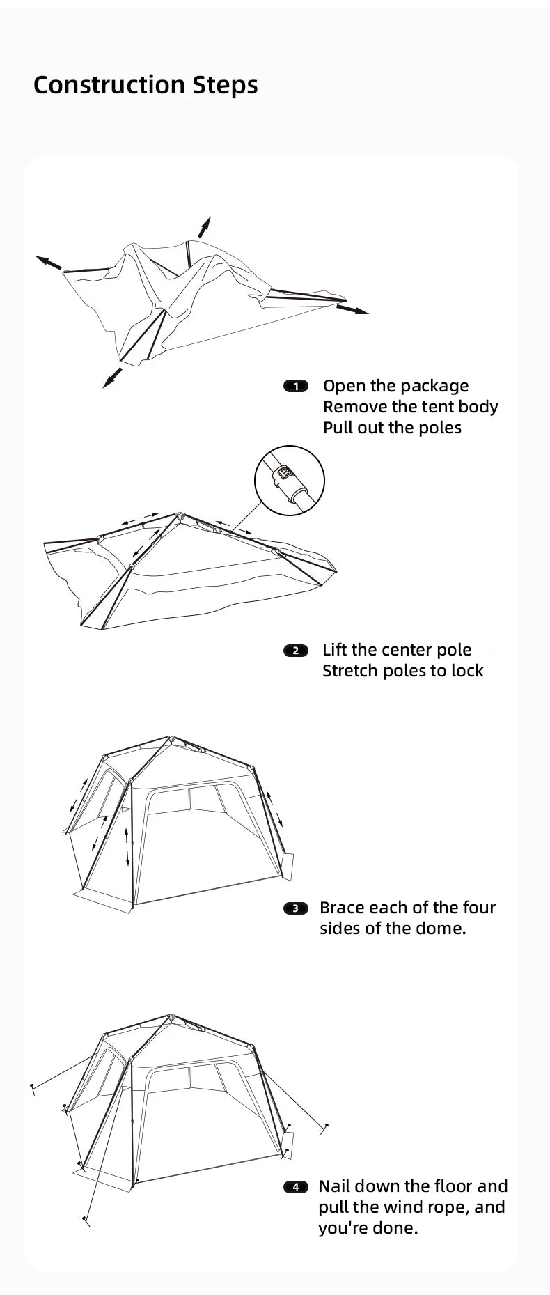ShineTrip Oversized Dome Tent – Quick Setup, Waterproof & Sunproof Silver-Coated Canopy for Camping (05 Series)