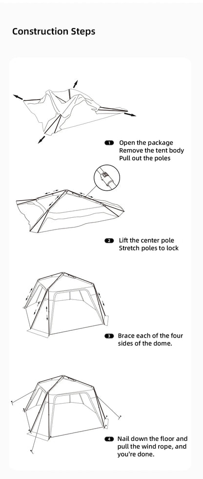 ShineTrip Oversized Dome Tent – Quick Setup, Waterproof & Sunproof Silver-Coated Canopy for Camping (05 Series)