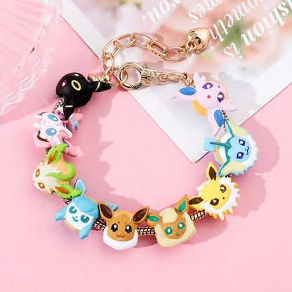 Pokemon Anime Eevee Beads Bracelet – Cute Cartoon Enamel Beaded Hand Chain, DIY Bangle Jewelry for Women & Men