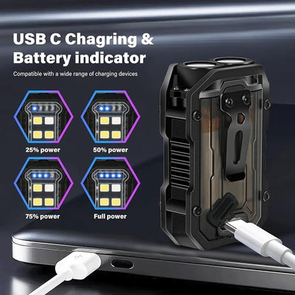 Powerful Pocket Torch Light | Rechargeable Super Bright LED | Multifunctional Linterna Magnetic COB LED | EDC Mini Keychain Flashlight