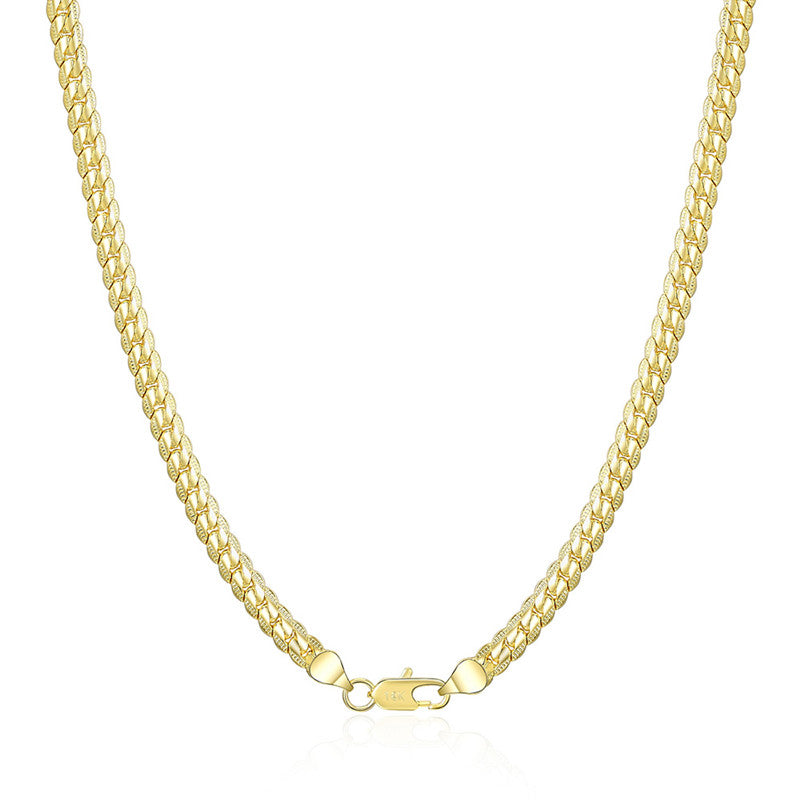 18K Gold/Silver 6mm Full Sideways Necklace – 8/18/20/24 Inch Chain for Women & Men, Fashion Wedding & Engagement Jewelry