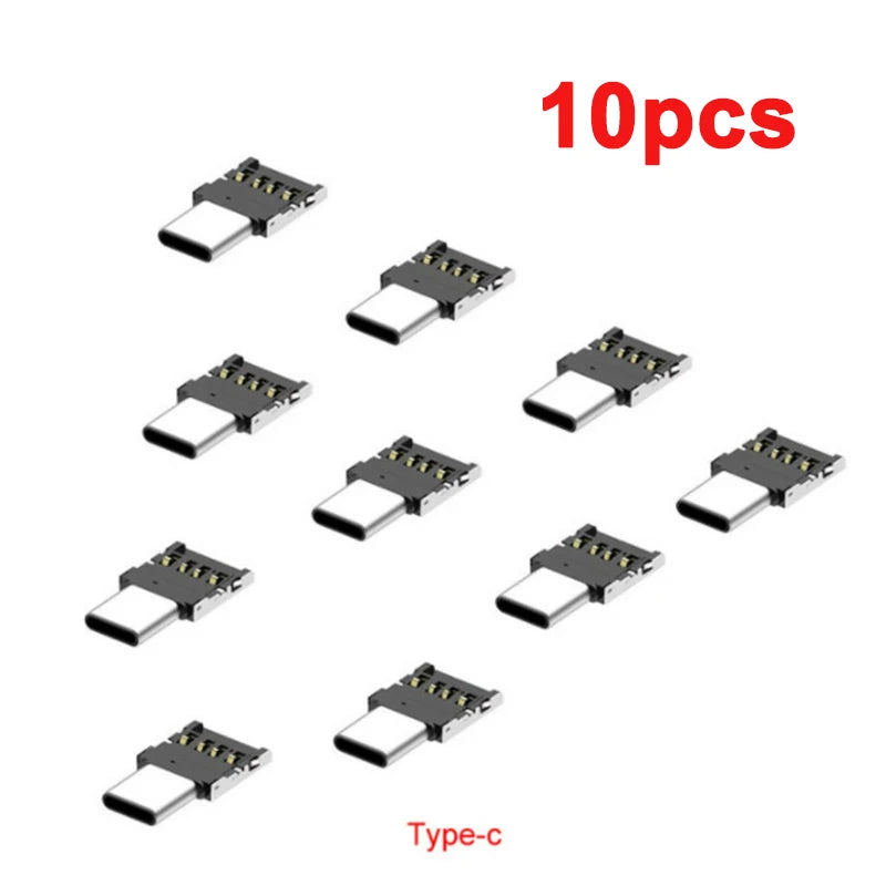 1-10PCS OTG Micro USB to Type-C Adapter – USB-C Male to USB 2.0 Female Data Connector for MacBook, Samsung, Xiaomi, Huawei, Android Phones
