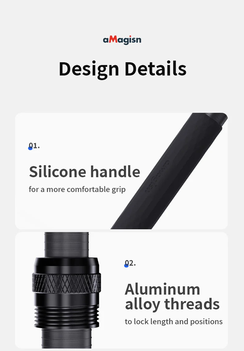 aMagisn 3M Invisible Selfie Stick - 1.2M Carbon Fiber Telescopic Monopod for DJI, GoPro, Insta360 X3/X4 Accessories