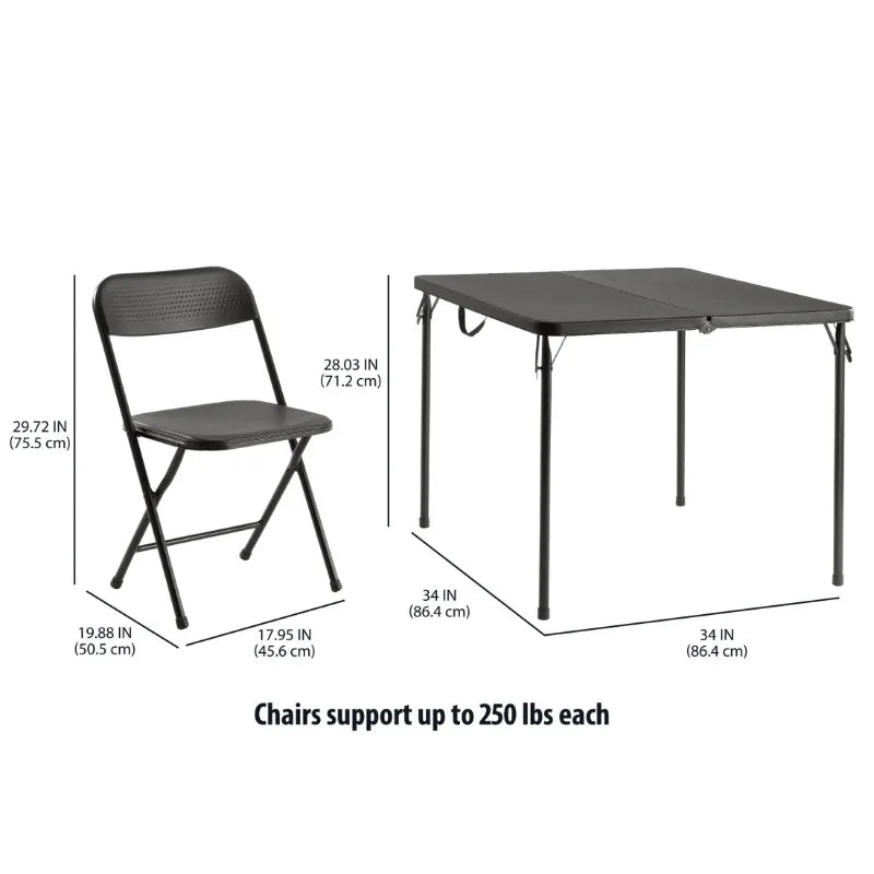 Mainstays 5-Piece Folding Table and Chair Set – Black Resin Card Table with 4 Foldable Chairs