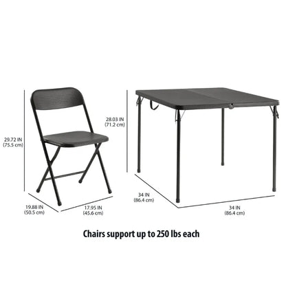 Mainstays 5-Piece Folding Table and Chair Set – Black Resin Card Table with 4 Foldable Chairs