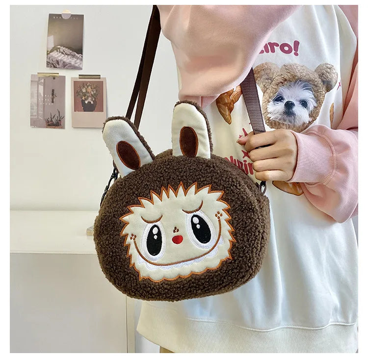 Labu Cartoon Crossbody Plush Bag – Kids Backpack & Shoulder Bag Doll Change Purse, Perfect Gift for Girls