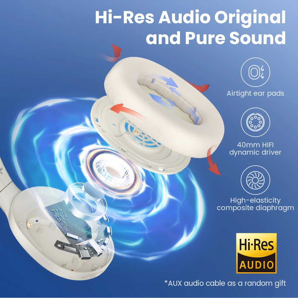 HAYLOU S35 ANC Wireless Headphones - Over-Ear Bluetooth 5.2, 42dB Active Noise Cancelling, 60-Hour Battery, 40mm Dynamic Driver