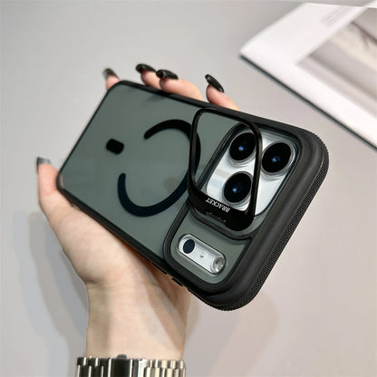 Luxury Matte Transparent MagSafe Kickstand Case — Magnetic Stand Cover for iPhone 11–17 Air, Plus, Pro Max