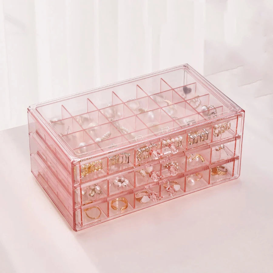 Jewelry Storage Box – Transparent PS, Available in Brown, Gray, Pink Colors