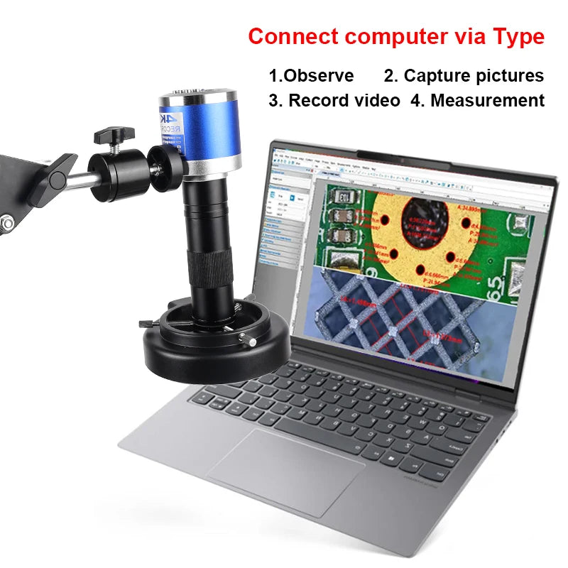 1-150X Zoom Lens Digital Microscope – 4K 48MP HD Industrial Camera with HDMI & Type C for Electronics Soldering
