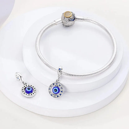 MULA Silver-Plated Sunflower & Four-Leaf Clover Dangle Charms - DIY 3MM Snake Chain Bracelet