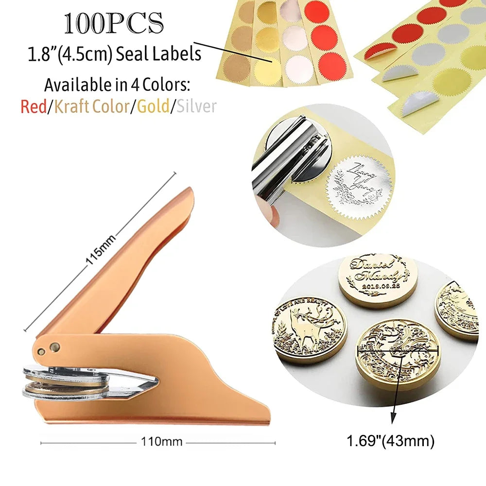 Custom Logo Embossed Stamp - Personalized Library Book, Certificate, Wedding Invitation, Letterhead Seal - Customization for Unique Impressions