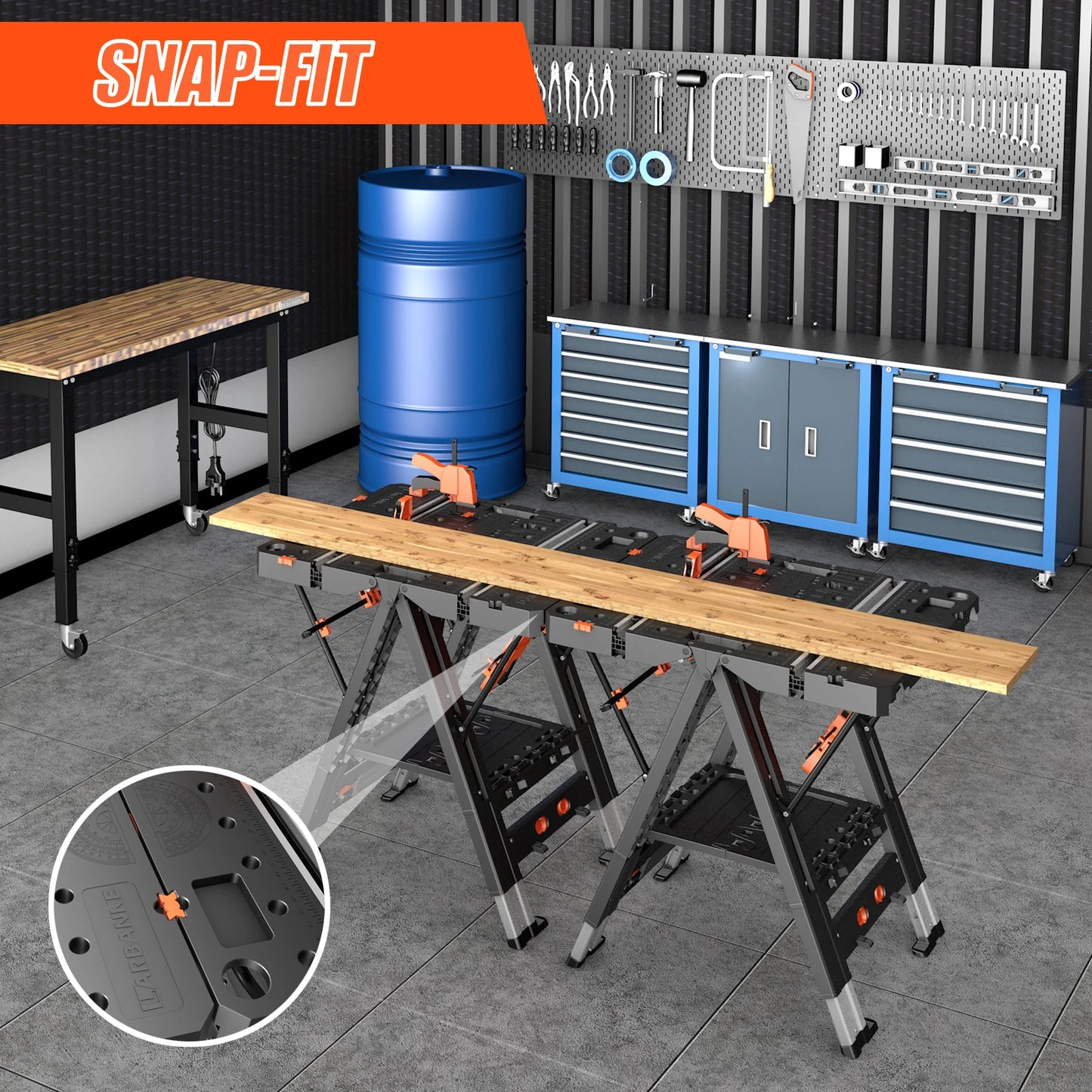 2-in-1 Folding Workbench – Waterproof Portable Adjustable Work Table 31" x 25" x 32"