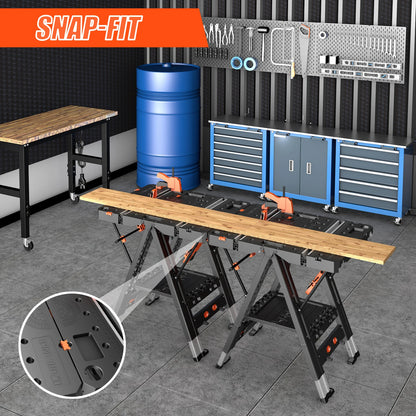 2-in-1 Folding Workbench – Waterproof Portable Adjustable Work Table 31" x 25" x 32"