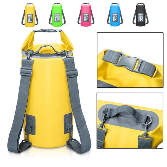 Outdoor PVC Waterproof Dry Bag – 5L/10L/15L/20L/30L Storage Sack for Canoe, Kayak, Rafting, Swimming & Travel
