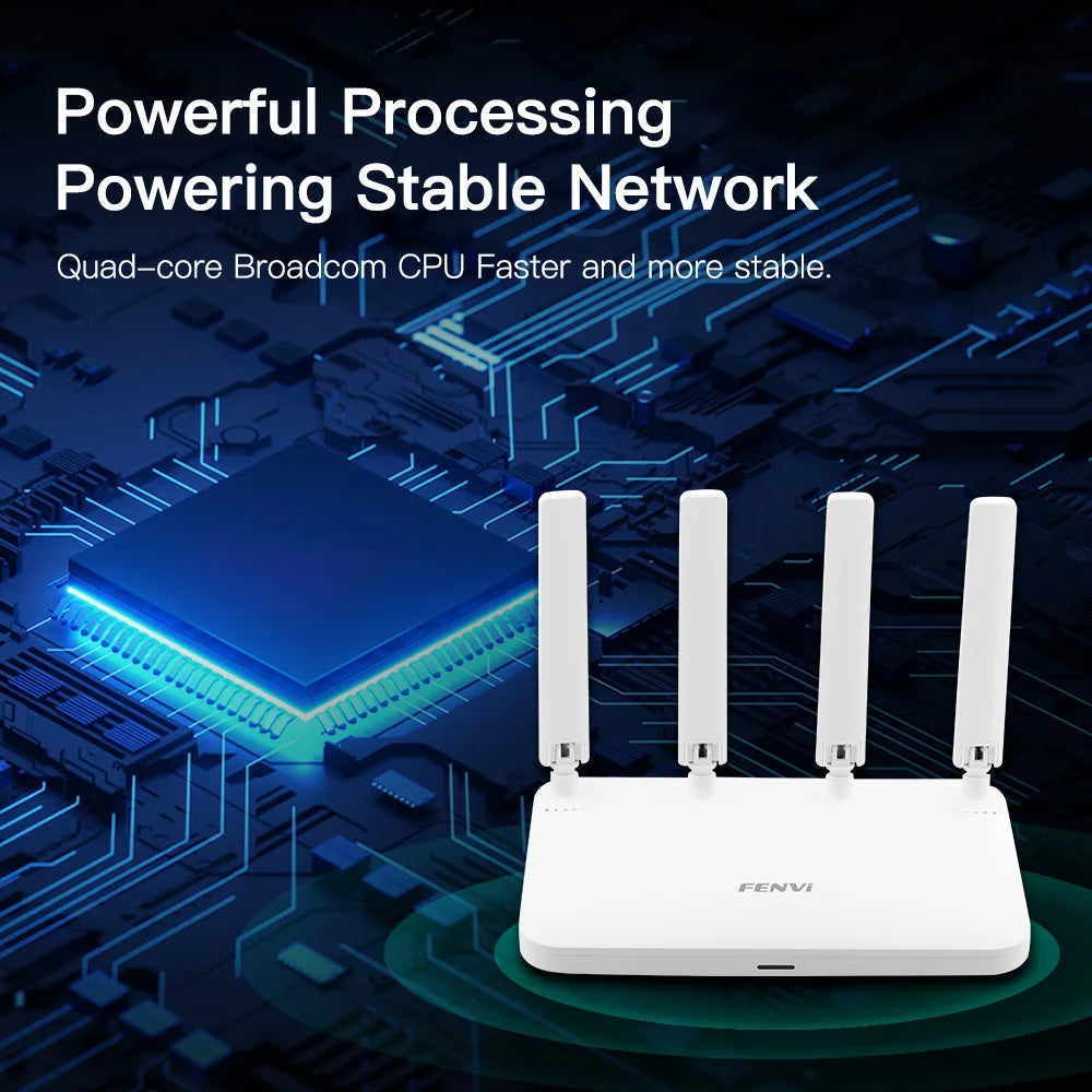 Fenvi AX1800 WiFi 6 Router - Dual Band 2.4G & 5GHz Gigabit Wireless Router with MU-MIMO and 4 Antennas for Strong Signal Amplification