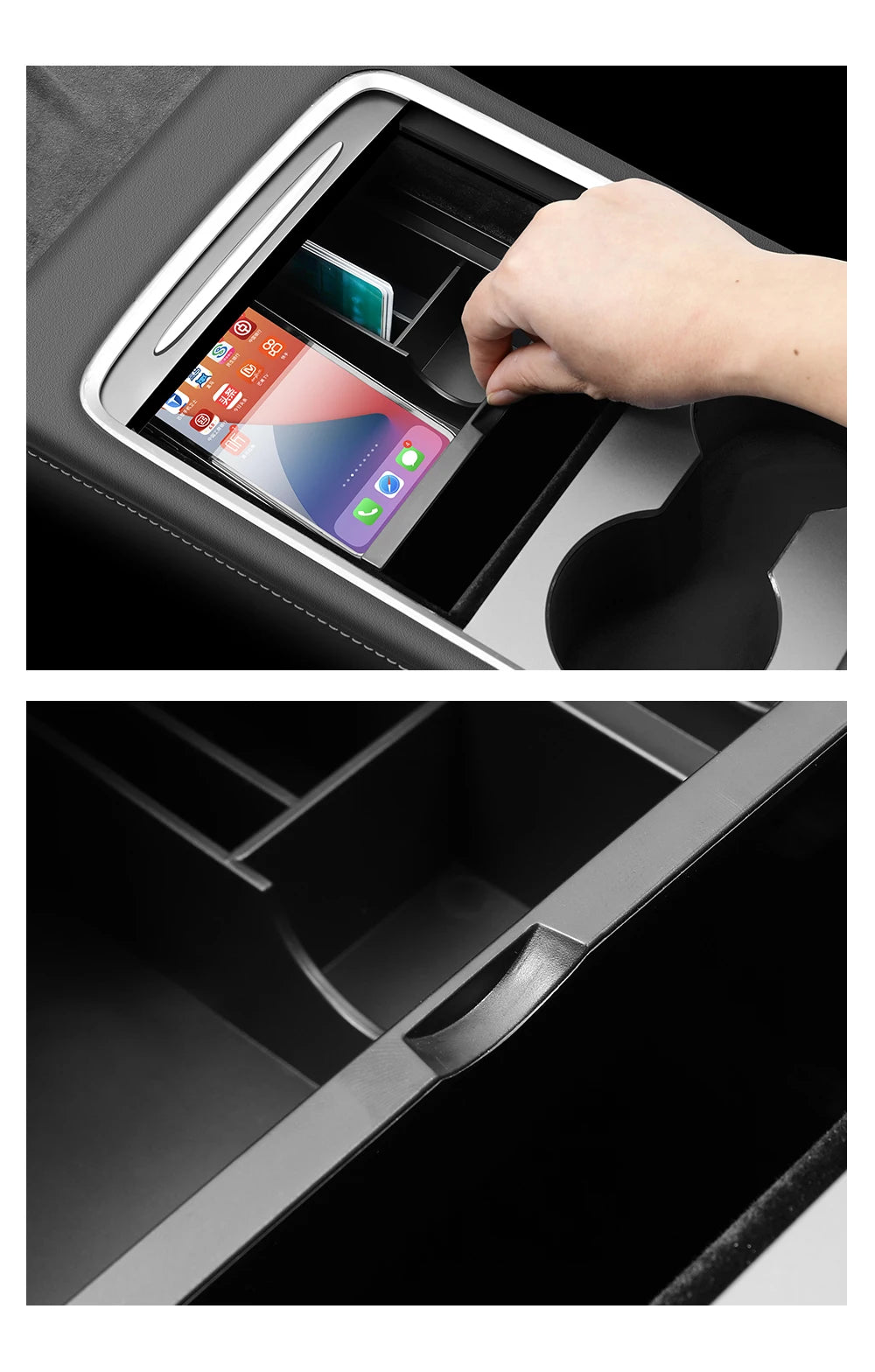 YZ Storage Box for Tesla Model 3 & Model Y – Center Armrest Hidden Box & Cup Holder Organizer, 2023-2022 Car Accessories