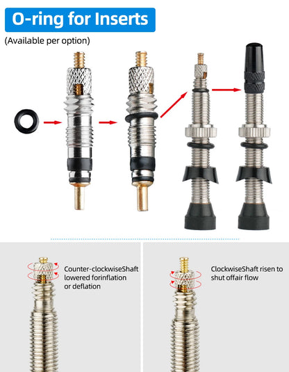 Bicycle Tubeless Presta Valve – Carbon Rim F/V Nipple with Detachable Brass Core & Cap for MTB Tires (40–80mm)