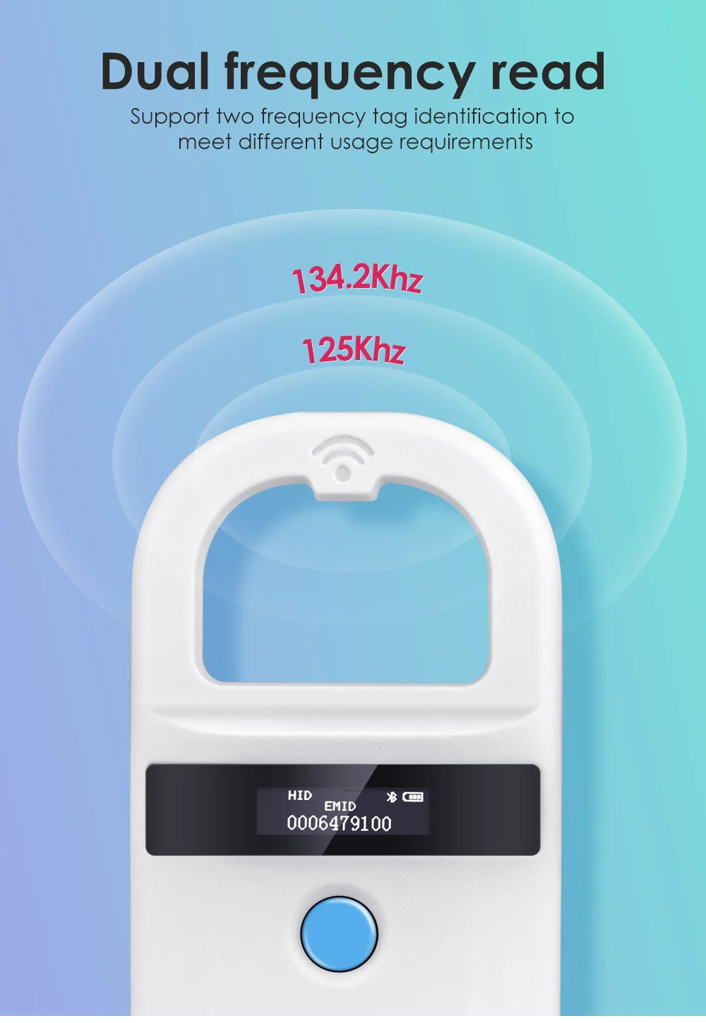 Handheld Animal RFID Reader - 134.2KHz & 125kHz Pet Microchip Scanner, USB/Bluetooth Tag Reader for Cats & Dogs with Tags