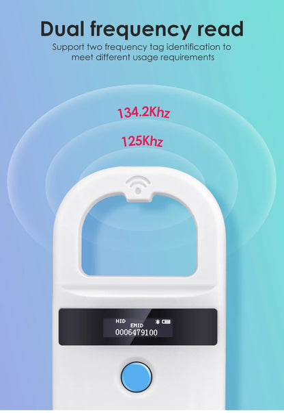 Handheld Animal RFID Reader - 134.2KHz & 125kHz Pet Microchip Scanner, USB/Bluetooth Tag Reader for Cats & Dogs with Tags