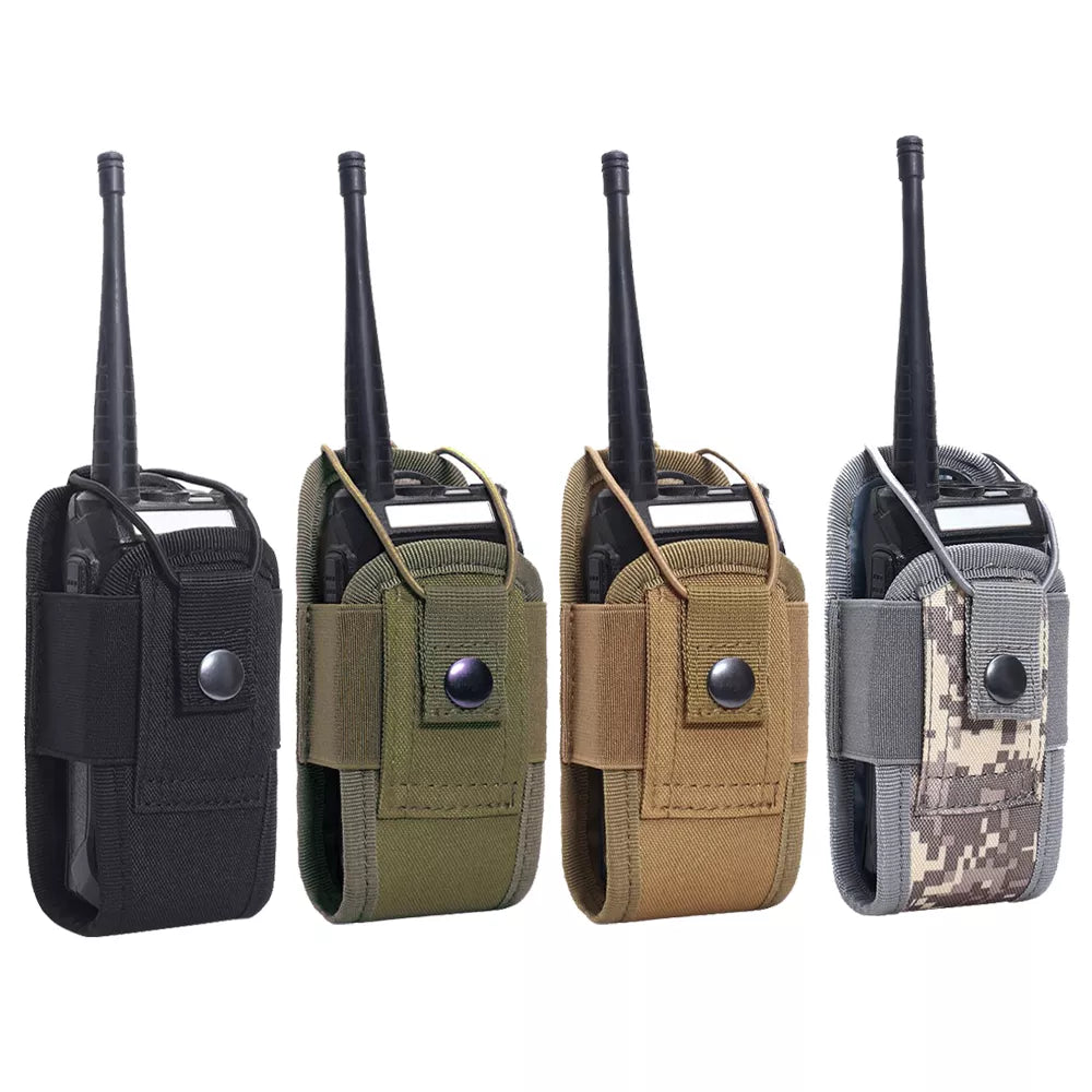 Tactical Molle Radio Walkie Talkie Pouch: 1000D Waist Bag Holder - Portable Interphone Holster Carry Bag for Hunting and Camping