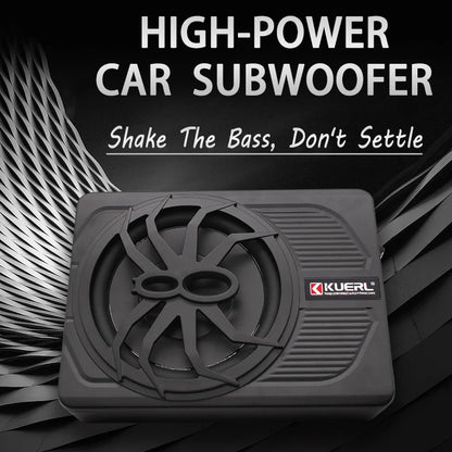 10 Inch Car Audio Subwoofer – 150W RMS Active Stereo, High Power Pure Bass Slim Speaker for Under-Seat Installation