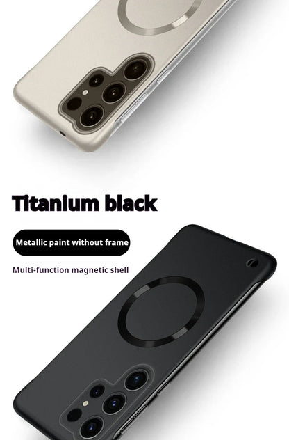 Ultra Thin Magnetic Metal Case for Samsung S25/S24 Ultra, S23/S22 FE – Frameless Matte PC Cover with MagSafe Compatibility