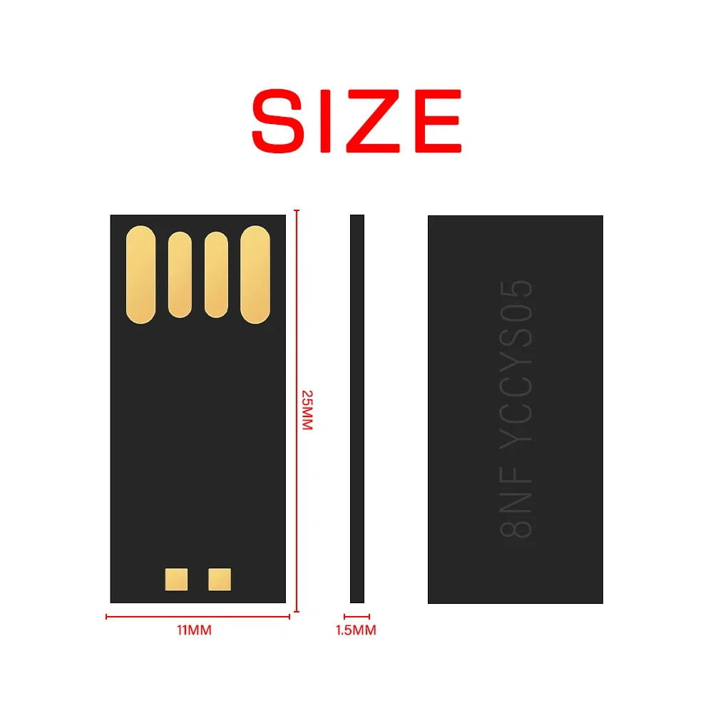 Super Mini USB Flash Drive – Ultra-Thin High-Speed Memory Stick 64GB/32GB/16GB/8GB in Black, Creative Gift Pendrive