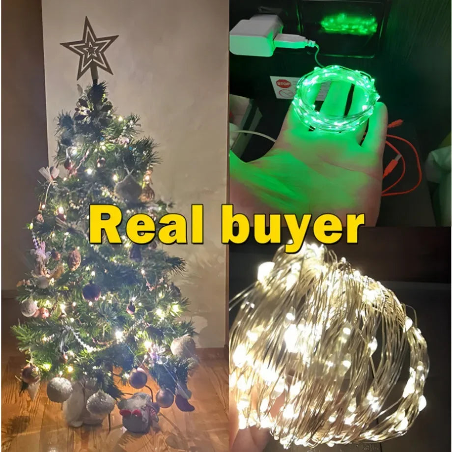 YzzKoo USB LED String Lights – Waterproof Copper/Silver Wire Fairy Lights for Christmas, Wedding & Party Decoration