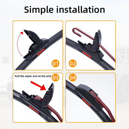 Universal Double Layer Car Windshield Wiper Blades: Soft Rubber Automotive Replacement - Easy to Install (16", 18", 22", 24", 26")