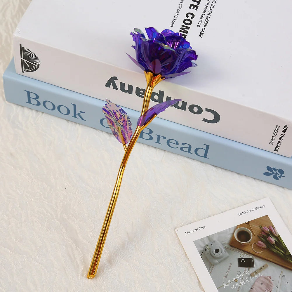 18cm 24K Golden Rose Flower – Artificial Foil Roses for Valentine’s Day, Wedding, Party Decoration & Holiday Gift