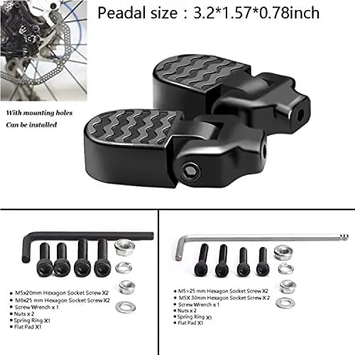 1 Pair Mini Bicycle Rear Pedals: Aluminium Alloy Folding Foot Rest Bike Pegs - Non-Slip Quick Release Foot Pedal