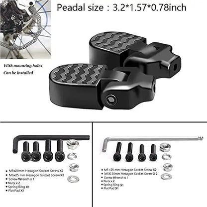 1 Pair Mini Bicycle Rear Pedals: Aluminium Alloy Folding Foot Rest Bike Pegs - Non-Slip Quick Release Foot Pedal