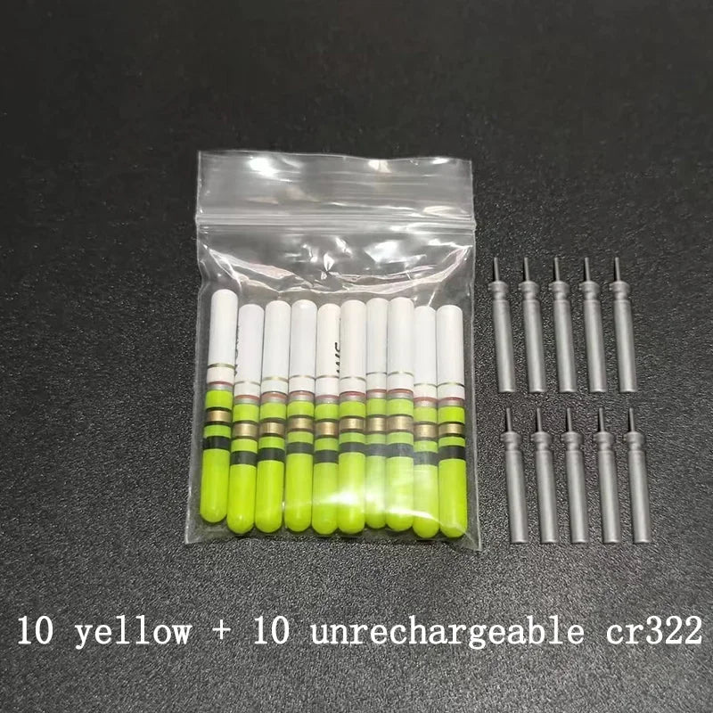 Green & Red LED Lightsticks 10pcs — Luminous Night Fishing Accessory with CR322 Battery