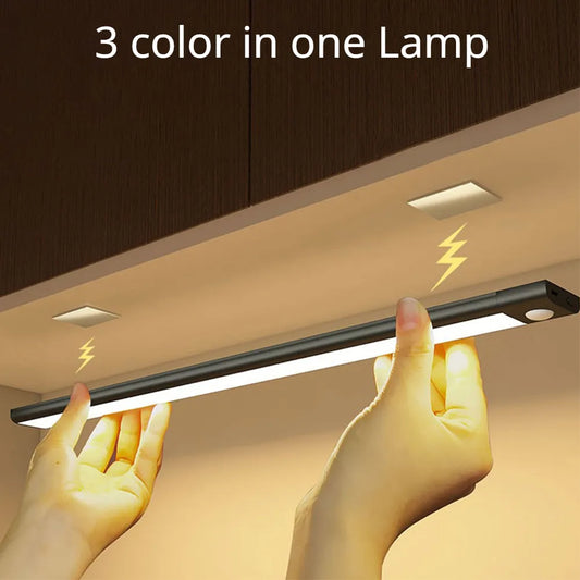 Convenient Illumination: Motion Sensor Wireless LED Night Light - USB Rechargeable Lamp for Cabinets, Wardrobes, Under Backlight - Perfect for Kitchen LED Lighting