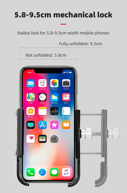 iBudim 360° Bike Phone Holder — Adjustable Handlebar Stand for 4.7–7.0" Smartphones & Motorcycles