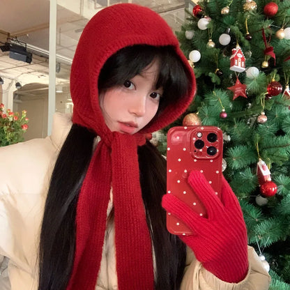 Knitted Beanie Cap for Men & Women – Winter Warm Unisex Hooded Hat with Neck Collar Scarf, Ski Balaclava