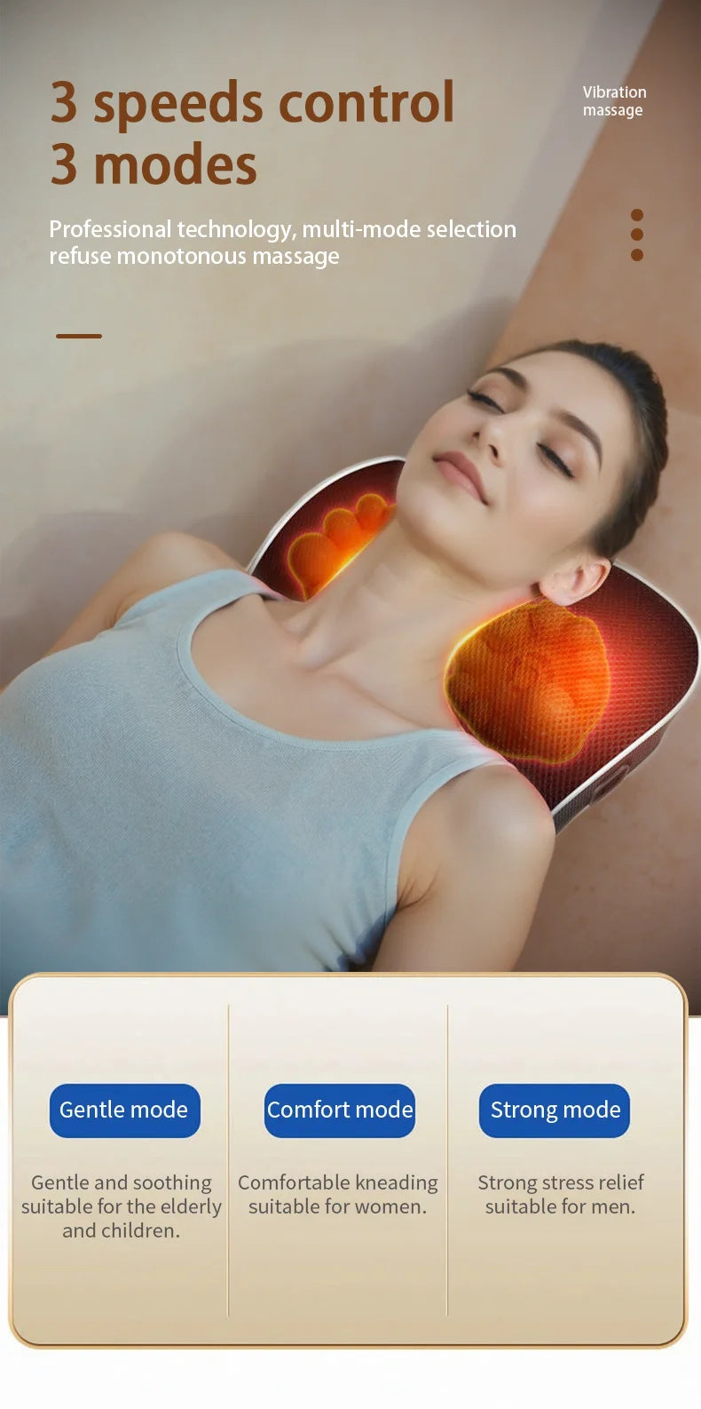 Manufacturer Direct Electric Shiatsu Neck & Head Massager Pillow with Heating and Vibration – Cervical Traction Car Back Massager