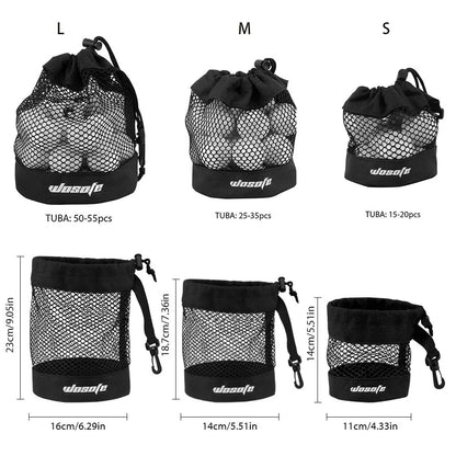 Black Golf Ball Pouch Bag – High-Quality Mesh Nylon with Hanging Plastic Clip, Convenient for Golf Bag