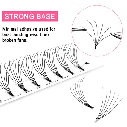 CoMango Wispy Premade Volume Lash Fans – 3-10D Individual Short Stem Faux Mink Russian Eyelash Extensions, 320 Fans