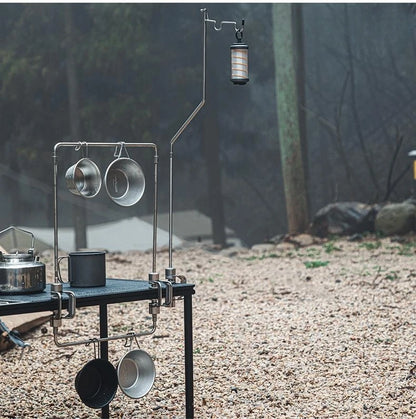 Portable Stainless Steel Light Pole Bracket — Outdoor IGT Table Supply and Desktop Mount Camping Table Accessory