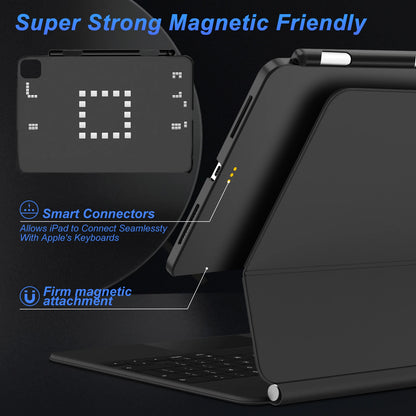 Magnetic Case for iPad Pro 11/13 & iPad Air 6/4/5 (2024) – Compatible with M4 Magic Keyboard & Pencil Holder