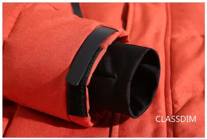 Men's Winter Hooded Puffer Jacket – White Duck Down Coat, Windproof & Warm Outdoor Parka, Size 5