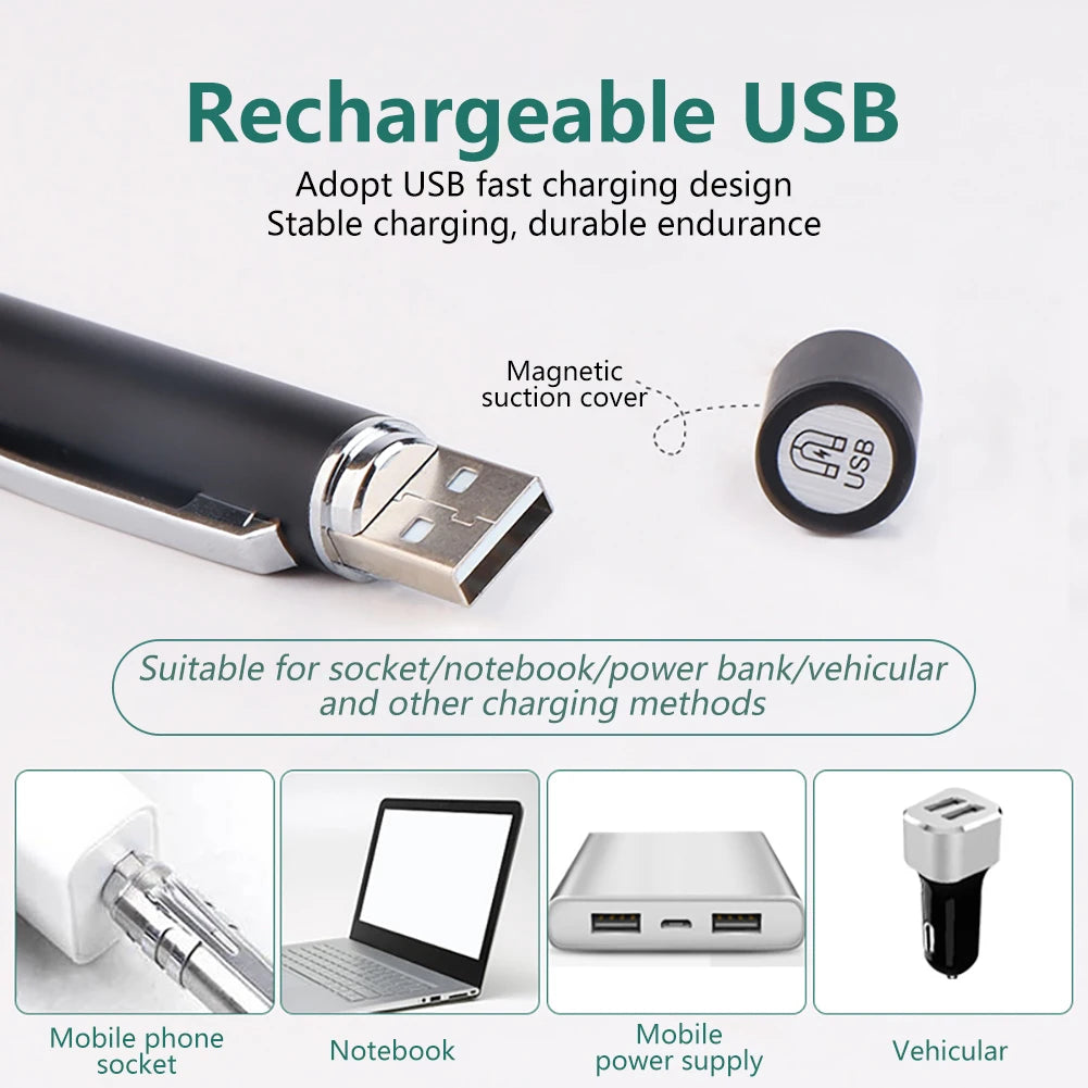 USB Rechargeable Medical Pen Light | Mini Nursing LED Flashlight with Stainless Steel Pocket Clip