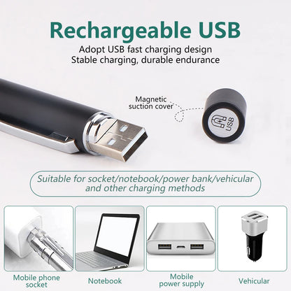 USB Rechargeable Medical Pen Light | Mini Nursing LED Flashlight with Stainless Steel Pocket Clip