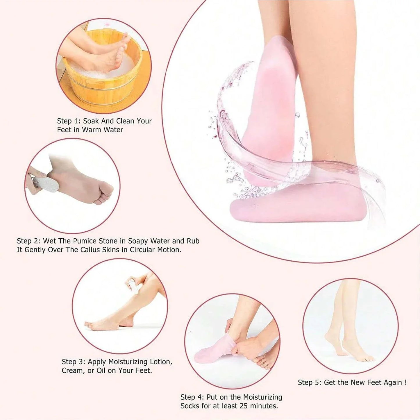2PCS Silicone Foot Care Socks – Moisturizing, Softening Dry & Cracked Heels for Men & Women