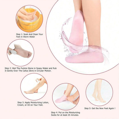 2PCS Silicone Foot Care Socks – Moisturizing, Softening Dry & Cracked Heels for Men & Women