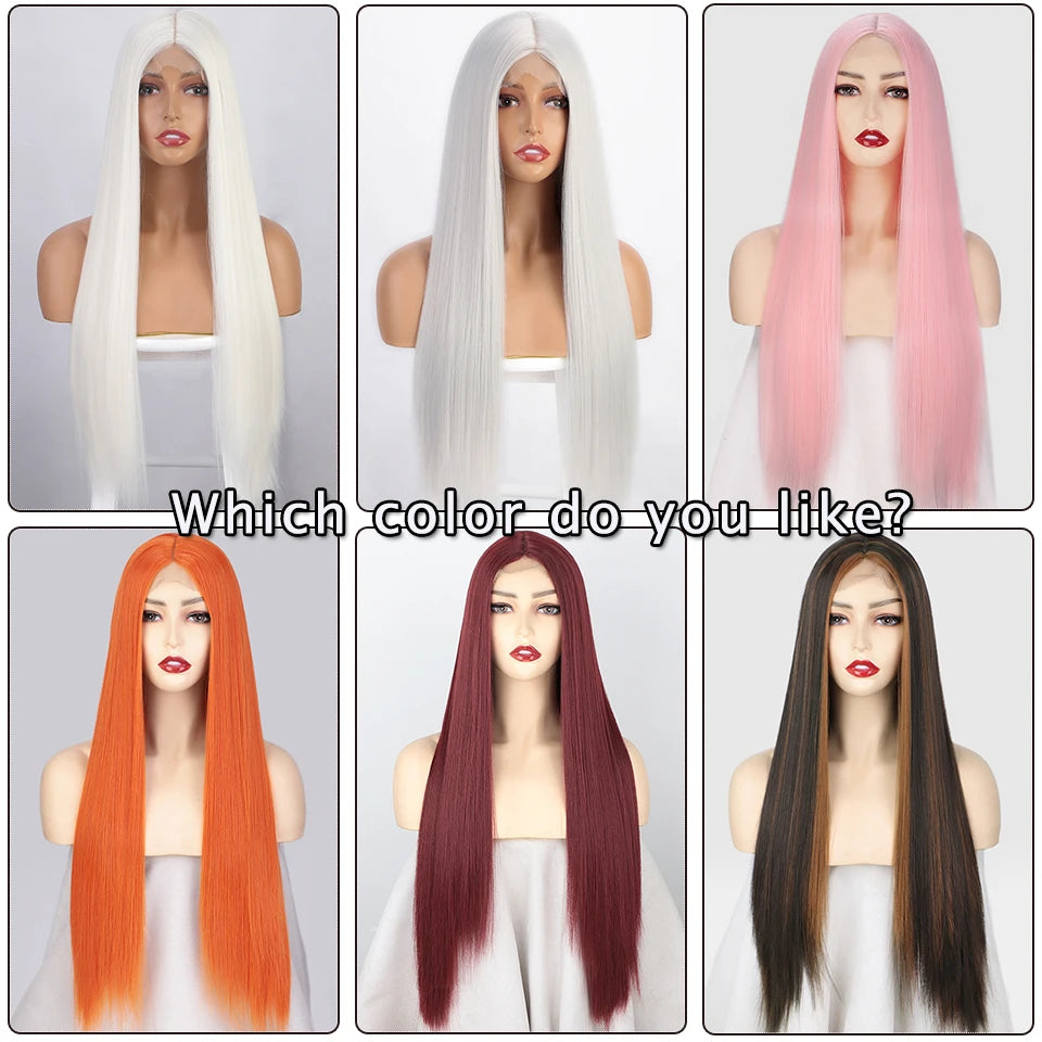 I's a wig Long Straight White Cosplay Wigs: Synthetic Wigs for Women in 60, 613, Blonde, Grey, Pink, Black - Ideal for Daily Party and Lolita