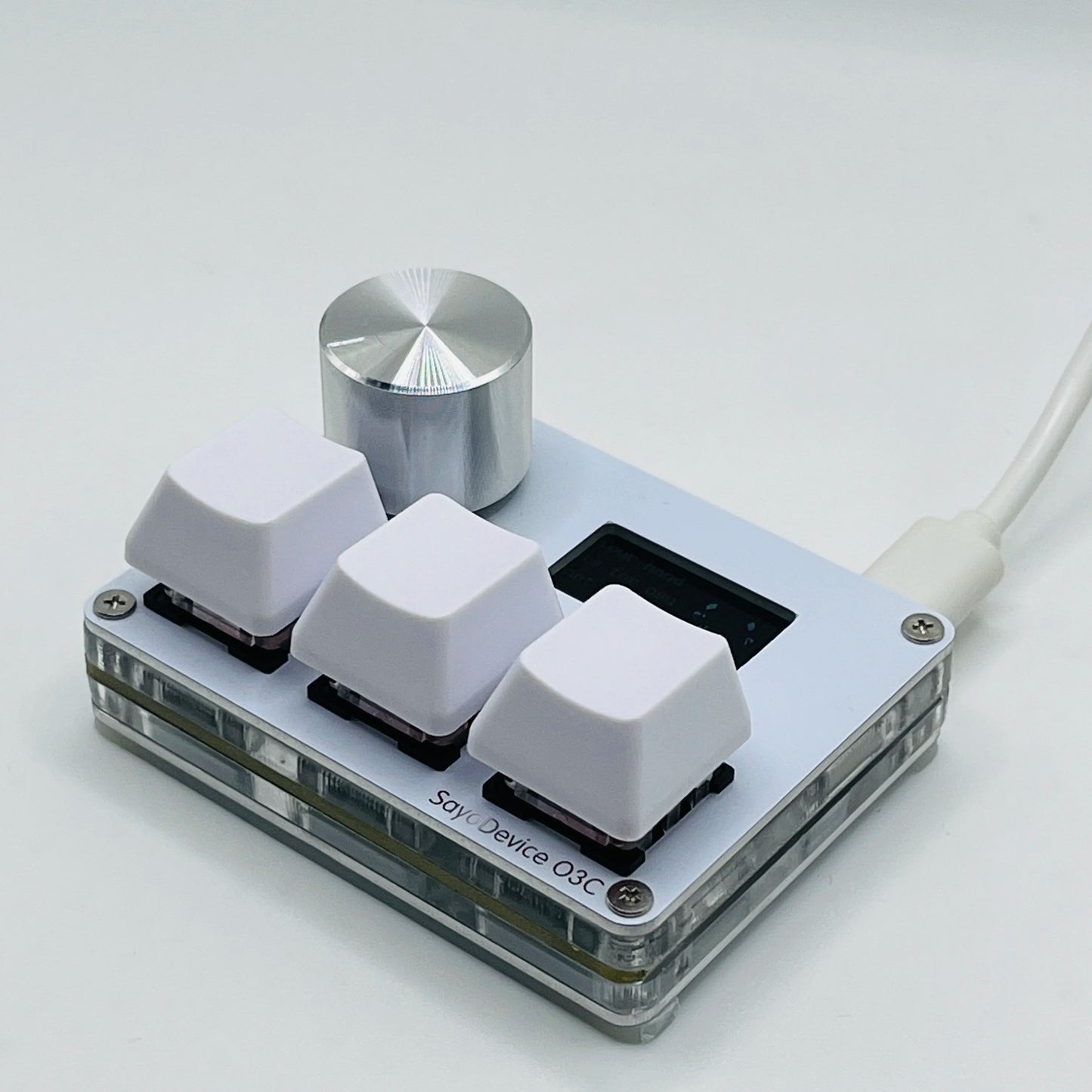 O3C SayoDevice OSU O3C Rapid Trigger Hall Switches – Magnetic Pink Keyboard Switches with Knob, Screen Copy & Paste Shortcut